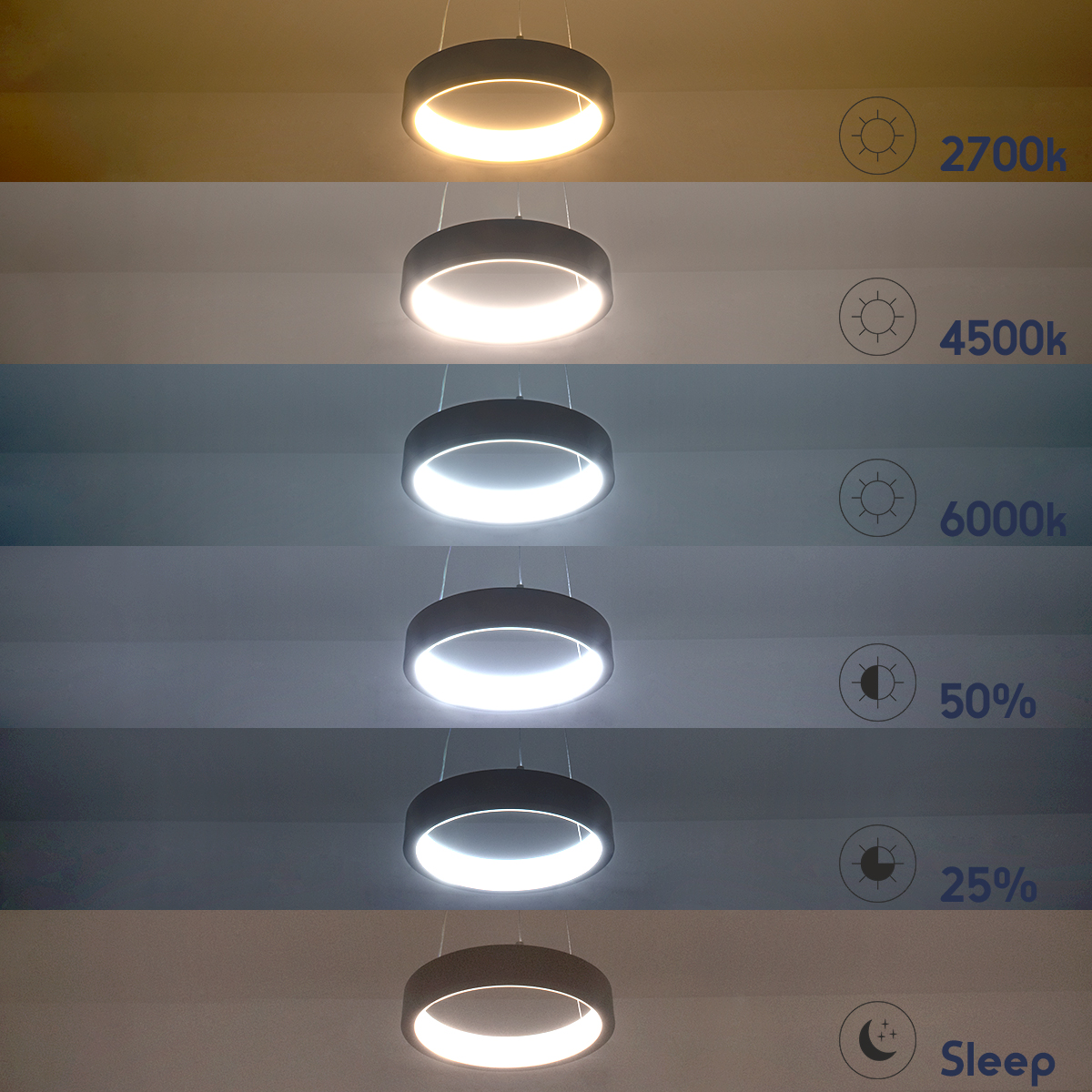 LEDTM® NEMESIS 61156 Μοντέρνο Κρεμαστό Φωτιστικό Οροφής LED 30W 3513lm 360° AC 220-240V IP20 Ρυθμιζόμενο Λευκό CCT με Χειριστήριο από 2700K έως 6000K Dimmable - Lumileds SMD Chip - Λευκό Ματ - Μ40 x Π40 x Υ4cm - 3 Χρόνια Εγγύηση - Image 11
