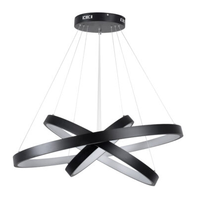 LEDTM® NEMESIS TRIO 61170-DECO Κρεμαστό Φωτιστικό Δαχτυλίδι-Κύκλος LED CCT 120W 14723lm 360° AC 220-240V - Εναλλαγή Φωτισμού μέσω Τηλεχειριστηρίου All In One Ψυχρό 6000k+Φυσικό 4500k+Θερμό 2700k Dimmable Φ40+60+80cm - Μαύρο - 3 Years Warranty - Image 3