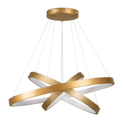 LEDTM® NEMESIS TRIO 61172-DECO Κρεμαστό Φωτιστικό Δαχτυλίδι-Κύκλος LED CCT 120W 14723lm 360° AC 220-240V - Εναλλαγή Φωτισμού μέσω Τηλεχειριστηρίου All In One Ψυχρό 6000k+Φυσικό 4500k+Θερμό 2700k Dimmable Φ40+60+80cm - Χρυσό Βούρτσας - 3 Years Warranty - Image 3