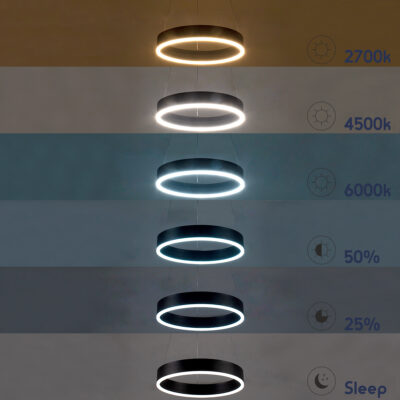 LEDTM® VENOM 61182 Μοντέρνο Κρεμαστό Φωτιστικό Οροφής LED 75W 8818lm 120° AC 220-240V IP20 Ρυθμιζόμενο Λευκό CCT με Χειριστήριο από 2700K έως 6000K Dimmable - Lumileds SMD Chip - Μαύρο Ματ - Μ100 x Π100 x Υ6.5cm - 3 Χρόνια Εγγύηση - Image 11