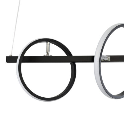 LEDTM® CIRCOLARE 61319 Κρεμαστό Φωτιστικό Οροφής Design LED CCT 75W 8400lm 360° AC 220-240V - Εναλλαγή Φωτισμού μέσω Τηλεχειριστηρίου All In One Ψυχρό 6000k+Φυσικό 4500k+Θερμό 2700k Dimmable Μ120 x Π25 x Υ25cm - Μαύρο - 3 Χρόνια Εγγύηση - Image 8
