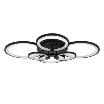 LEDTM® ROYAL-R 61323 Φωτιστικό Οροφής Design LED CCT 135W 16200lm 360° AC 220-240V - Εναλλαγή Φωτισμού μέσω Τηλεχειριστηρίου All In One Ψυχρό 6000k+Φυσικό 4500k+Θερμό 2700k Dimmable Μ80.5 x Π59 x Υ12cm - Μαύρο - 3 Years Warranty - Image 4