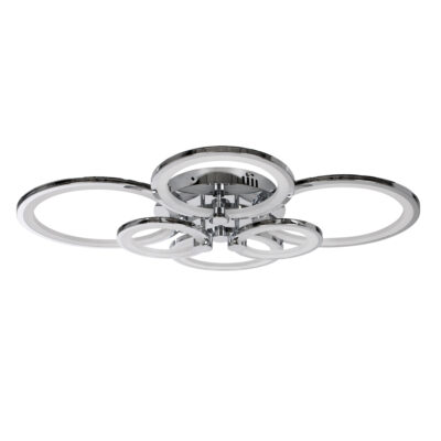 LEDTM® ROYAL-R 61324 Φωτιστικό Οροφής Design LED CCT 135W 16200lm 360° AC 220-240V - Εναλλαγή Φωτισμού μέσω Τηλεχειριστηρίου All In One Ψυχρό 6000k+Φυσικό 4500k+Θερμό 2700k Dimmable - Μ80.5 x Π59 x Υ12cm - Ασημί Νίκελ - 3 Years Warranty - Image 4