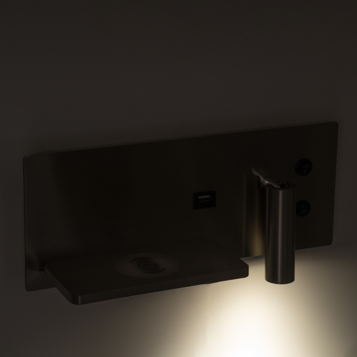 LEDTM® PALADIN 61355 Μοντέρνο Φωτιστικό Τοίχου - Απλίκα Ξενοδοχείου Reading Light με Φορτιστή USB 3A & Wireless 20W LED 6W 720lm 36° & 360° AC 220-240V IP20 Φυσικό Λευκό 4500K - Bridgelux COB Chip & TÜV SÜD Driver - Νίκελ Βούρτσας - Μ30 x Π11 x Υ12cm - 3 Χρόνια Εγγύηση - Image 14