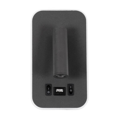 LEDTM® LADY-O 61365 Μοντέρνο Φωτιστικό Τοίχου - Απλίκα Ξενοδοχείου Reading Light με Φορτιστή USB 3A LED 10W 1000lm 36° & 360° AC 220-240V IP20 Φυσικό Λευκό 4500K - Bridgelux COB Chip & TÜV SÜD Driver - Γκρι Ανθρακί Ματ - Μ10.5 x Π10 x Υ18.5cm - 3 Χρόνια Εγγύηση - Image 4