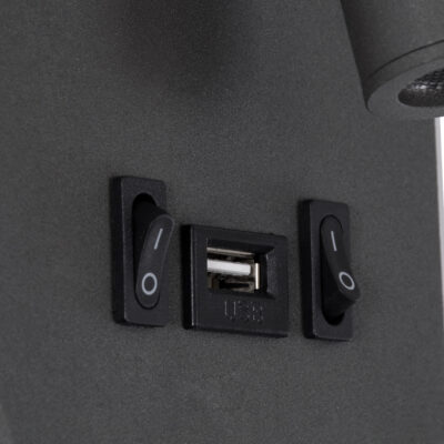 LEDTM® LADY-O 61365 Μοντέρνο Φωτιστικό Τοίχου - Απλίκα Ξενοδοχείου Reading Light με Φορτιστή USB 3A LED 10W 1000lm 36° & 360° AC 220-240V IP20 Φυσικό Λευκό 4500K - Bridgelux COB Chip & TÜV SÜD Driver - Γκρι Ανθρακί Ματ - Μ10.5 x Π10 x Υ18.5cm - 3 Χρόνια Εγγύηση - Image 7