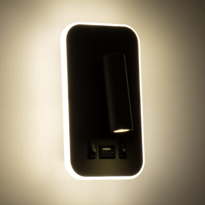 LEDTM® LADY-O 61365 Μοντέρνο Φωτιστικό Τοίχου - Απλίκα Ξενοδοχείου Reading Light με Φορτιστή USB 3A LED 10W 1000lm 36° & 360° AC 220-240V IP20 Φυσικό Λευκό 4500K - Bridgelux COB Chip & TÜV SÜD Driver - Γκρι Ανθρακί Ματ - Μ10.5 x Π10 x Υ18.5cm - 3 Χρόνια Εγγύηση - Image 9