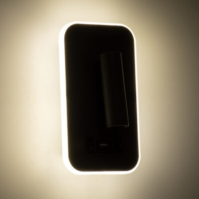 LEDTM® LADY-O 61365 Μοντέρνο Φωτιστικό Τοίχου - Απλίκα Ξενοδοχείου Reading Light με Φορτιστή USB 3A LED 10W 1000lm 36° & 360° AC 220-240V IP20 Φυσικό Λευκό 4500K - Bridgelux COB Chip & TÜV SÜD Driver - Γκρι Ανθρακί Ματ - Μ10.5 x Π10 x Υ18.5cm - 3 Χρόνια Εγγύηση - Image 10