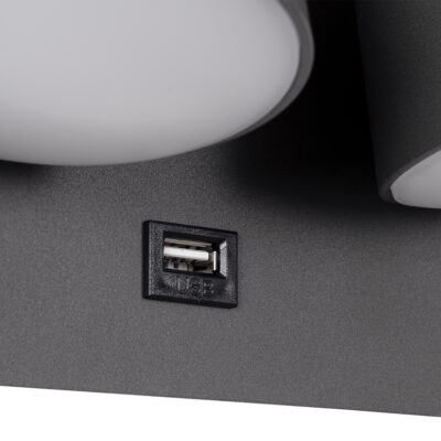 LEDTM® REGENCY 61378 Μοντέρνο Φωτιστικό Τοίχου - Απλίκα Ξενοδοχείου Reading Light με Φορτιστή USB 3A LED 16W 1840lm 120° AC 220-240V IP20 Φυσικό Λευκό 4500K - Γκρι Ανθρακί - Μ16.5 x Π12 x Υ10cm - 3 Χρόνια Εγγύηση - Image 7