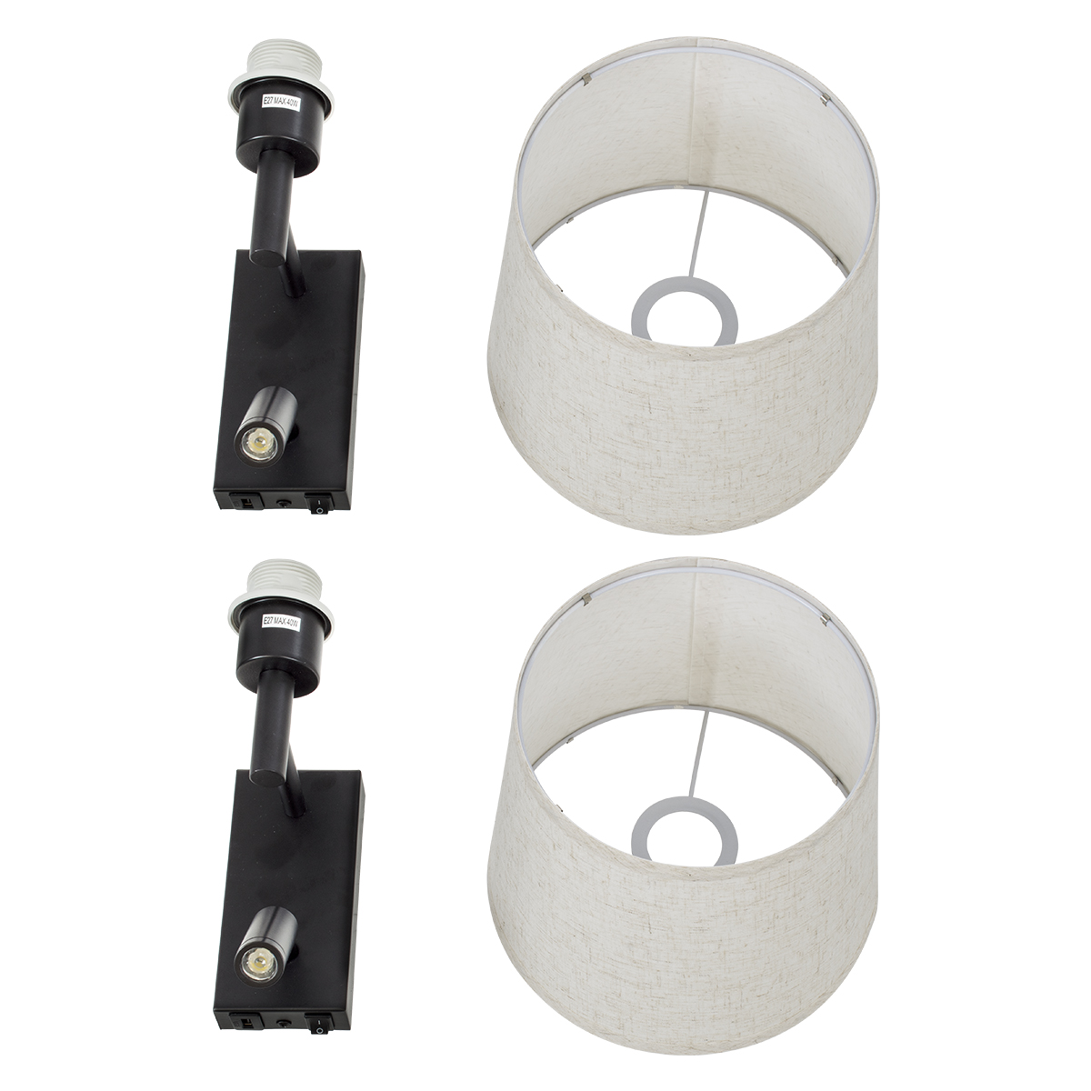 LEDTM® ROULETTE-R 61379 Μοντέρνο Φωτιστικό Τοίχου - Απλίκα Ξενοδοχείου Reading Light με Φορτιστή USB 3A & Ντουί 1 x E27 LED 3W 360lm 36° & 360° AC 220-240V IP20 Φυσικό Λευκό 4500K - Bridgelux COB Chip & TÜV SÜD Driver - Μαύρο & Μπεζ - Μ22 x Π23.5 x Υ37cm - Σετ 2 Τεμαχίων - 3 Χρόνια Εγγύηση - Image 10