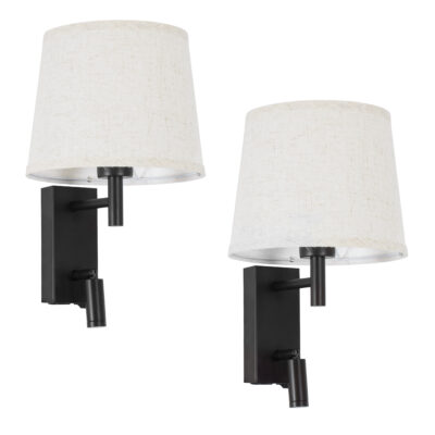 Alternative view of LEDTM® ROULETTE-R 61379 Μοντέρνο Φωτιστικό Τοίχου - Απλίκα Ξενοδοχείου Reading Light με Φορτιστή USB 3A & Ντουί 1 x E27 LED 3W 360lm 36° & 360° AC 220-240V IP20 Φυσικό Λευκό 4500K - Bridgelux COB Chip & TÜV SÜD Driver - Μαύρο & Μπεζ - Μ22 x Π23.5 x Υ37cm - Σετ 2 Τεμαχίων - 3 Χρόνια Εγγύηση