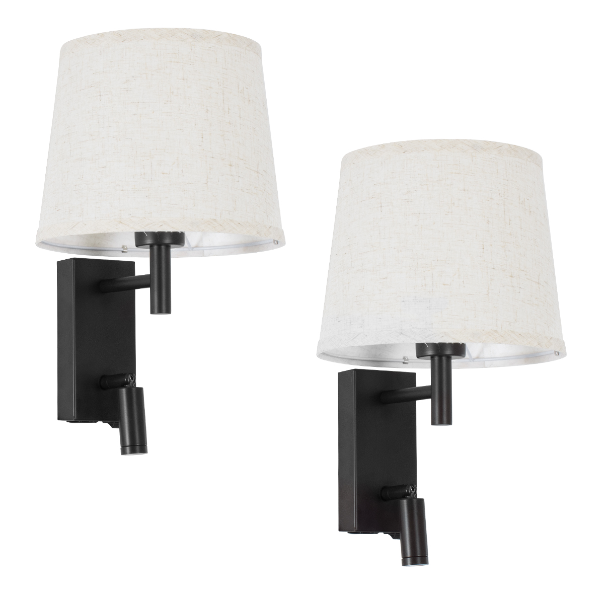 LEDTM® ROULETTE-R 61379 Μοντέρνο Φωτιστικό Τοίχου - Απλίκα Ξενοδοχείου Reading Light με Φορτιστή USB 3A & Ντουί 1 x E27 LED 3W 360lm 36° & 360° AC 220-240V IP20 Φυσικό Λευκό 4500K - Bridgelux COB Chip & TÜV SÜD Driver - Μαύρο & Μπεζ - Μ22 x Π23.5 x Υ37cm - Σετ 2 Τεμαχίων - 3 Χρόνια Εγγύηση - Image 2
