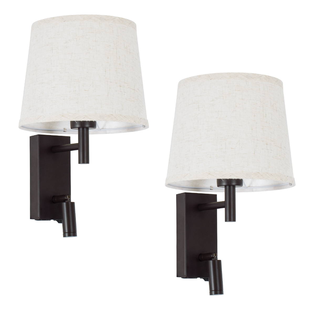 LEDTM® ROULETTE-R 61381 Μοντέρνο Φωτιστικό Τοίχου - Απλίκα Ξενοδοχείου Reading Light με Φορτιστή USB 3A & Ντουί 1 x E27 LED 3W 360lm 36° & 360° AC 220-240V IP20 Φυσικό Λευκό 4500K - Bridgelux COB Chip & TÜV SÜD Driver - Καφέ & Μπεζ - Μ22 x Π23.5 x Υ37cm - Σετ 2 Τεμαχίων - 3 Χρόνια Εγγύηση - Image 2