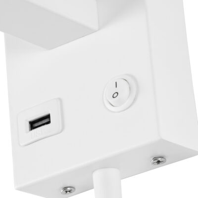 LEDTM® ROULETTE-S 61383 Μοντέρνο Φωτιστικό Τοίχου - Απλίκα Ξενοδοχείου Bed Side LED 3W 360lm & 1 x E27 36° & 360° AC 220-240V - Reading Up/Down Light - Φορτιστής USB 3A - Μ17 x Π20 x Υ37cm - Φυσικό Λευκό 4500K - Λευκό με Μπεζ Καπέλο - Σετ 2 Τεμαχίων - Image 7
