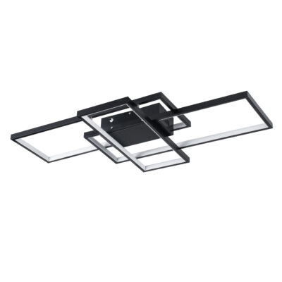 LEDTM® QUADRA 61385 Μοντέρνο Φωτιστικό Οροφής LED 100W 12000lm 120° AC 220-240V IP20 Ρυθμιζόμενο Λευκό CCT με Χειριστήριο από 2700K έως 6000K Dimmable - Lumileds SMD Chip - Μαύρο Ματ - Μ85 x Π45 x Υ9cm - 3 Χρόνια Εγγύηση - Image 3