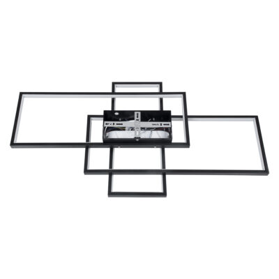 LEDTM® QUADRA 61385 Μοντέρνο Φωτιστικό Οροφής LED 100W 12000lm 120° AC 220-240V IP20 Ρυθμιζόμενο Λευκό CCT με Χειριστήριο από 2700K έως 6000K Dimmable - Lumileds SMD Chip - Μαύρο Ματ - Μ85 x Π45 x Υ9cm - 3 Χρόνια Εγγύηση - Image 6