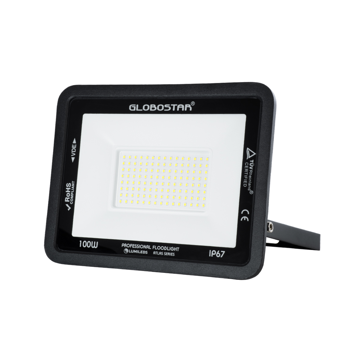 LEDTM® ATLAS 61425 Προβολέας LED 100W 12500lm 120° AC 220-240V Αδιάβροχο IP67 Ψυχρό Λευκό 6000K - Lumileds SMD Chip - TÜV Rheinland Certified - Μαύρο Ματ - Μ27 x Π4 x Υ21cm - 5 Χρόνια Εγγύηση - Image 2