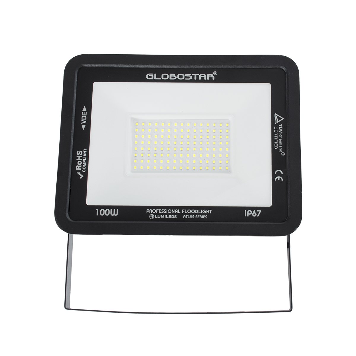 LEDTM® ATLAS 61425 Προβολέας LED 100W 12500lm 120° AC 220-240V Αδιάβροχο IP67 Ψυχρό Λευκό 6000K - Lumileds SMD Chip - TÜV Rheinland Certified - Μαύρο Ματ - Μ27 x Π4 x Υ21cm - 5 Χρόνια Εγγύηση - Image 3