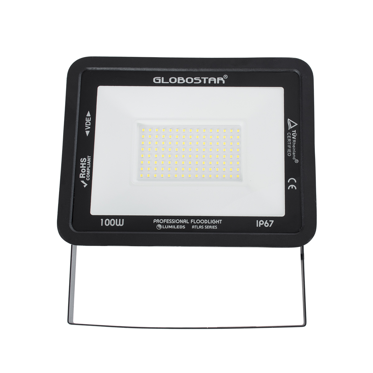 LEDTM® ATLAS 61426 Προβολέας LED 100W 12000lm 120° AC 220-240V Αδιάβροχο IP67 Φυσικό Λευκό 4500K - Lumileds SMD Chip - TÜV Rheinland Certified - Μαύρο Ματ - Μ27 x Π4 x Υ21cm - 5 Χρόνια Εγγύηση - Image 3