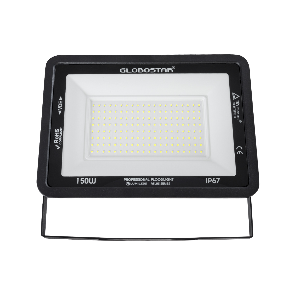 LEDTM® ATLAS 61428 Προβολέας LED 150W 18750lm 120° AC 220-240V Αδιάβροχο IP67 Ψυχρό Λευκό 6000K - Lumileds SMD Chip - TÜV Rheinland Certified - Μαύρο Ματ - Μ32 x Π4 x Υ23cm - 5 Χρόνια Εγγύηση - Image 3