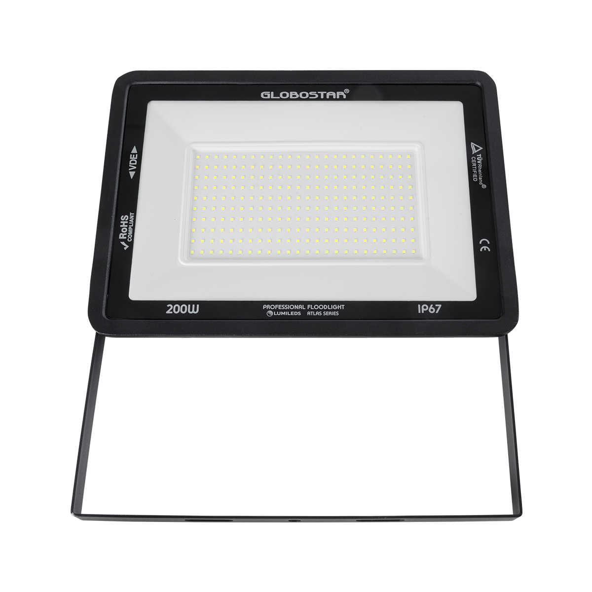 LEDTM® ATLAS 61431 Προβολέας LED 200W 25000lm 120° AC 220-240V Αδιάβροχο IP67 Ψυχρό Λευκό 6000K - Lumileds SMD Chip - TÜV Rheinland Certified - Μαύρο Ματ - Μ38 x Π4 x Υ28cm - 5 Χρόνια Εγγύηση - Image 3