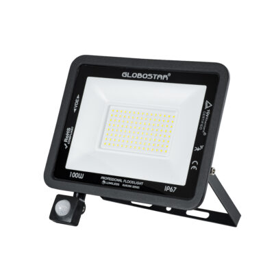 Alternative view of LEDTM® AURORA 61443 Προβολέας με Ανιχνευτή PIR / Αισθητήρα Κίνησης LED 100W 12500lm 120° AC 220-240V Αδιάβροχο IP67 Ψυχρό Λευκό 6000K - Lumileds SMD Chip - TÜV Rheinland Certified - Μαύρο Ματ - Μ25 x Π6.5 x Υ27.5cm - 3 Χρόνια Εγγύηση