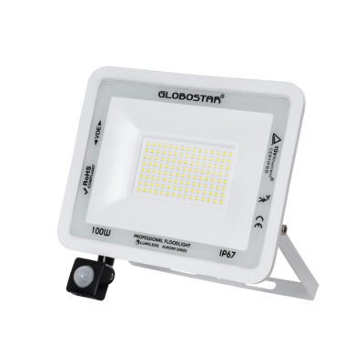 Alternative view of LEDTM® AURORA 61444 Προβολέας με Ανιχνευτή PIR / Αισθητήρα Κίνησης LED 100W 12500lm 120° AC 220-240V Αδιάβροχο IP67 Ψυχρό Λευκό 6000K - Lumileds SMD Chip - TÜV Rheinland Certified - Λευκό Ματ - Μ25 x Π6.5 x Υ27.5cm - 3 Χρόνια Εγγύηση