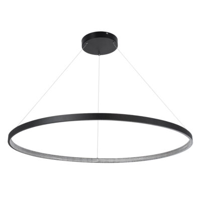 LEDTM® DIAMOND 61519 Κρεμαστό Φωτιστικό Δαχτυλίδι-Κύκλος LED CCT 75W 8400lm 360° AC 220-240V - Εναλλαγή Φωτισμού μέσω Τηλεχειριστηρίου All In One Ψυχρό 6000k+Φυσικό 4500k+Θερμό 2700k Dimmable Φ100cm - Μαύρο - 3 Years Warranty - Image 3