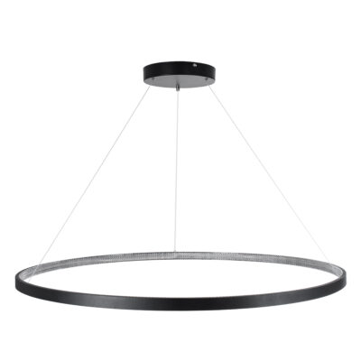 LEDTM® DIAMOND 61519 Κρεμαστό Φωτιστικό Δαχτυλίδι-Κύκλος LED CCT 75W 8400lm 360° AC 220-240V - Εναλλαγή Φωτισμού μέσω Τηλεχειριστηρίου All In One Ψυχρό 6000k+Φυσικό 4500k+Θερμό 2700k Dimmable Φ100cm - Μαύρο - 3 Years Warranty - Image 5