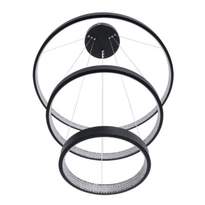 LEDTM® DIAMOND TRIO 61523 Κρεμαστό Φωτιστικό Δαχτυλίδι-Κύκλος LED CCT 100W 11200lm 360° AC 220-240V - Εναλλαγή Φωτισμού μέσω Τηλεχειριστηρίου All In One Ψυχρό 6000k+Φυσικό 4500k+Θερμό 2700k Dimmable Φ25+40+60cm - Μαυρο - 3 Χρόνια Εγγύηση - Image 4