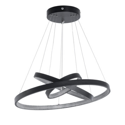 LEDTM® DIAMOND TRIO 61523 Κρεμαστό Φωτιστικό Δαχτυλίδι-Κύκλος LED CCT 100W 11200lm 360° AC 220-240V - Εναλλαγή Φωτισμού μέσω Τηλεχειριστηρίου All In One Ψυχρό 6000k+Φυσικό 4500k+Θερμό 2700k Dimmable Φ25+40+60cm - Μαυρο - 3 Χρόνια Εγγύηση - Image 5