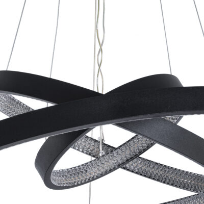 LEDTM® DIAMOND TRIO 61523-DECO Κρεμαστό Φωτιστικό Δαχτυλίδι-Κύκλος LED CCT 100W 11200lm 360° AC 220-240V - Εναλλαγή Φωτισμού μέσω Τηλεχειριστηρίου All In One Ψυχρό 6000k+Φυσικό 4500k+Θερμό 2700k Dimmable Φ25+40+60cm - Μαυρο - 3 Χρόνια Εγγύηση - Image 3
