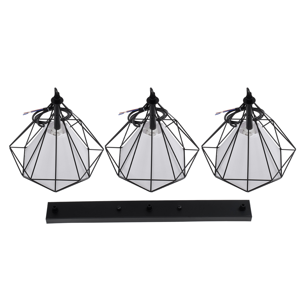 LEDTM® EIFFEL 61569 Vintage Κρεμαστό Φωτιστικό Οροφής με Ντουί 3 x E27 AC 220-240V IP20 - Μαύρο & Λευκό - Μ68 x Π25 x Υ130cm - Image 11