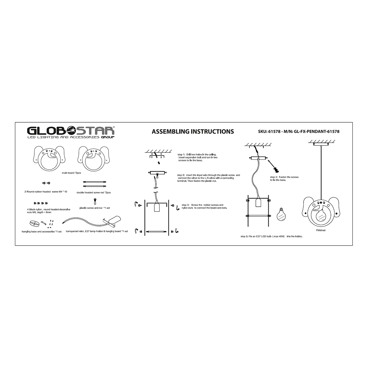 LEDTM® ELEPHANT 61578 Παιδικό Κρεμαστό Φωτιστικό Οροφής με Ντουί 1 x E27 AC 220-240V IP20 - Πολύχρωμο - Μ37.7 x Π15.5 x Υ31.5cm - Image 13