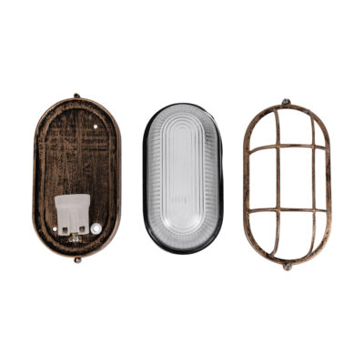 LEDTM® BOATLIGHT 61584 Vintage Φωτιστικό Καραβοχελώνα Τοίχου - Απλίκα με Ντουί 1 x E27 120° AC 220-240V Αδιάβροχο IP65 - Μπρονζέ Εφέ Σκουριάς Ματ - Μ21 x Π10.4 x Υ9cm - Image 9
