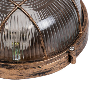 LEDTM® BOATLIGHT 61587 Vintage Φωτιστικό Καραβοχελώνα Τοίχου & Οροφής με Ντουί 1 x E27 120° AC 220-240V Αδιάβροχο IP65 - Μπρονζέ Εφέ Σκουριάς Ματ - Μ17.5 x Π17.5 x Υ9cm - Image 7