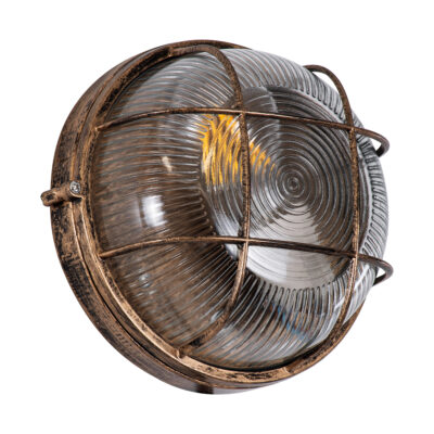 LEDTM® BOATLIGHT 61587 Vintage Φωτιστικό Καραβοχελώνα Τοίχου & Οροφής με Ντουί 1 x E27 120° AC 220-240V Αδιάβροχο IP65 - Μπρονζέ Εφέ Σκουριάς Ματ - Μ17.5 x Π17.5 x Υ9cm - Image 9
