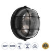 LEDTM® BOATLIGHT 61589 Vintage Industrial Φωτιστικό Τοίχου - Απλίκα - Καραβοχελώνα Εξωτερικού Χώρου Δίφωτο 2 x E27 AC220-240V Αδιάβροχο IP65 - Σώμα Αλουμινίου & Tempered Glass - Φ24 x Υ11cm - Μαύρο - Στρόγγυλο - 5 Years Warranty