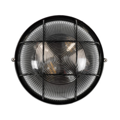 LEDTM® BOATLIGHT 61589 Vintage Industrial Φωτιστικό Τοίχου - Απλίκα - Καραβοχελώνα Εξωτερικού Χώρου Δίφωτο 2 x E27 AC220-240V Αδιάβροχο IP65 - Σώμα Αλουμινίου & Tempered Glass - Φ24 x Υ11cm - Μαύρο - Στρόγγυλο - 5 Years Warranty - Image 4