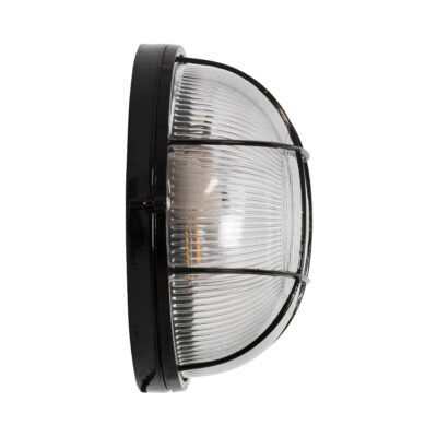 LEDTM® BOATLIGHT 61589 Vintage Industrial Φωτιστικό Τοίχου - Απλίκα - Καραβοχελώνα Εξωτερικού Χώρου Δίφωτο 2 x E27 AC220-240V Αδιάβροχο IP65 - Σώμα Αλουμινίου & Tempered Glass - Φ24 x Υ11cm - Μαύρο - Στρόγγυλο - 5 Years Warranty - Image 5