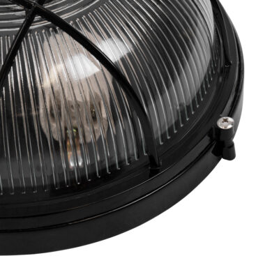 LEDTM® BOATLIGHT 61589 Vintage Industrial Φωτιστικό Τοίχου - Απλίκα - Καραβοχελώνα Εξωτερικού Χώρου Δίφωτο 2 x E27 AC220-240V Αδιάβροχο IP65 - Σώμα Αλουμινίου & Tempered Glass - Φ24 x Υ11cm - Μαύρο - Στρόγγυλο - 5 Years Warranty - Image 7