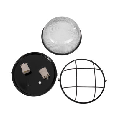 LEDTM® BOATLIGHT 61589 Vintage Industrial Φωτιστικό Τοίχου - Απλίκα - Καραβοχελώνα Εξωτερικού Χώρου Δίφωτο 2 x E27 AC220-240V Αδιάβροχο IP65 - Σώμα Αλουμινίου & Tempered Glass - Φ24 x Υ11cm - Μαύρο - Στρόγγυλο - 5 Years Warranty - Image 8