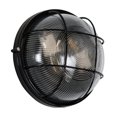 LEDTM® BOATLIGHT 61589 Vintage Industrial Φωτιστικό Τοίχου - Απλίκα - Καραβοχελώνα Εξωτερικού Χώρου Δίφωτο 2 x E27 AC220-240V Αδιάβροχο IP65 - Σώμα Αλουμινίου & Tempered Glass - Φ24 x Υ11cm - Μαύρο - Στρόγγυλο - 5 Years Warranty - Image 9