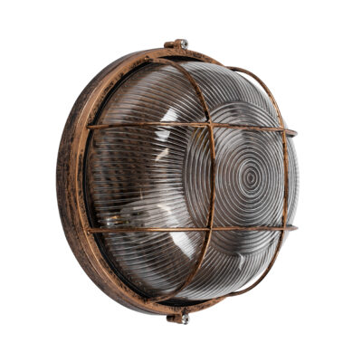 LEDTM® BOATLIGHT 61590 Vintage Industrial Φωτιστικό Τοίχου - Απλίκα - Καραβοχελώνα Εξωτερικού Χώρου Δίφωτο 2 x E27 AC220-240V Αδιάβροχο IP65 - Σώμα Αλουμινίου & Tempered Glass - Φ24 x Υ11cm - Χάλκινο - Στρόγγυλο - 5 Years Warranty - Image 3