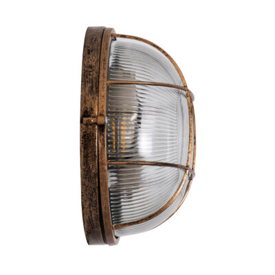 LEDTM® BOATLIGHT 61590 Vintage Industrial Φωτιστικό Τοίχου - Απλίκα - Καραβοχελώνα Εξωτερικού Χώρου Δίφωτο 2 x E27 AC220-240V Αδιάβροχο IP65 - Σώμα Αλουμινίου & Tempered Glass - Φ24 x Υ11cm - Χάλκινο - Στρόγγυλο - 5 Years Warranty - Image 6