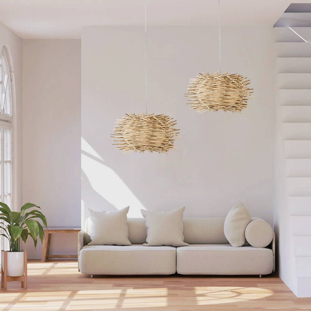 LEDTM® MINORCA 01731 Boho Κρεμαστό Φωτιστικό Οροφής με Ντουί 1 x E27 AC 220-240V IP20 - Μπεζ - Μ60 x Π60 x Y35cm - Image 12