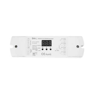 LEDTM® 70668 D4-L SKYDANCE DC DMX & RDM Dimmer High Speed Controller / Decoder 4 Καναλιών DC 12-24V 4 x 5A 120W - Max 20.5A 480W - IP20 Μ17 x Π5 x Υ2.5cm - 5 Years Warranty - Image 3