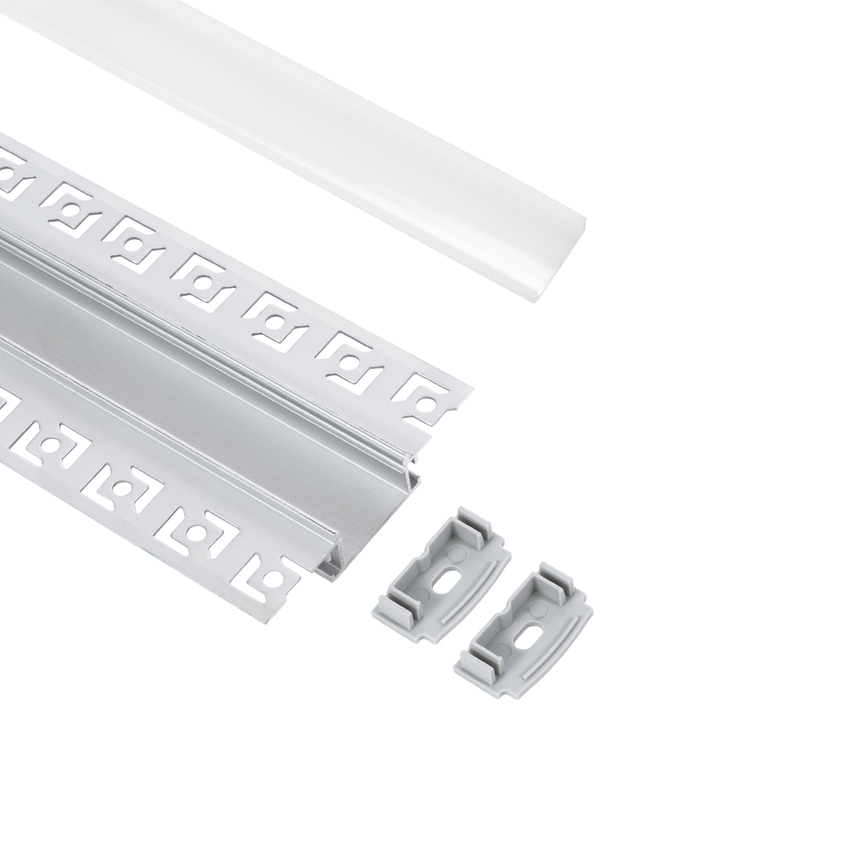 LEDTM® ALP-PLASTERIN GYPSO 70819-2M Χωνευτό Προφίλ Αλουμινίου Ειδικό για Γυψοσανίδα με Λευκό Γαλακτερό Πατητό Κάλυμμα για Ταινίες LED IP20 - Ασημί & Λευκό - Μ200 x Π6.7 x Υ1.4cm - Πακέτο 5 Τεμαχίων - Image 3