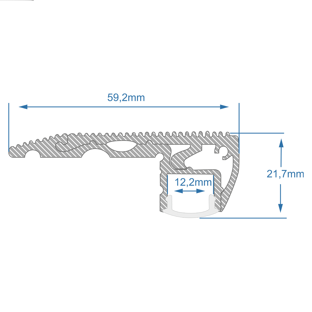 LEDTM® ALP-STEP-GRIP STAIR 70823-3M Επιφανειακό Προφίλ Αλουμινίου Ειδικό για Φωτισμό Σκαλοπατιού με Λευκό Γαλακτερό Πατητό Κάλυμμα για Ταινίες LED IP20 - Ασημί & Λευκό - Μ300 x Π6 x Υ2.1cm - Image 8