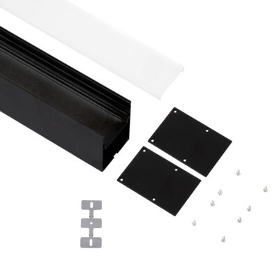 LEDTM® SURFACEPENDANT-PROFILE 70828-1M Προφίλ Αλουμινίου - Βάση & Ψύκτρα Ταινίας LED με Λευκό Γαλακτερό Κάλυμμα - Επιφανειακή & Κρεμαστή Χρήση - Πατητό Κάλυμμα - Μαύρο - 1 Μέτρο - Μ100 x Π5 x Υ7cm - Image 3
